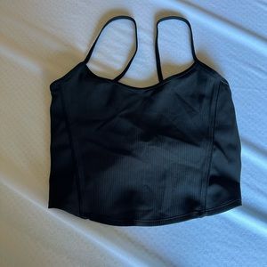 lululemon black crop top with open back